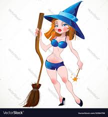 Yong pretty naked sexy witch Royalty Free Vector Image