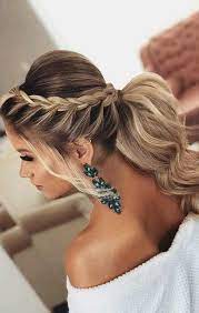Simple Hairstyle For Long Hair Brides Wedding Weddinghairstyle Hairstyle Classic Wedding Hair Braided Ponytail Hairstyles Wedding Hairstyles Medium Length