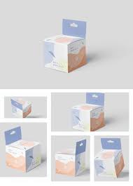 Box Mockup Set Mini Square With Hanger Packaging Template Design Box Design Templates Graphic Design Packaging