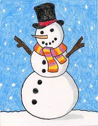 Easy How To Draw A Snowman Tutorial Video And Coloring Page