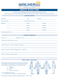 Medical Intake Form Walker Physical Therapy Sports Injury