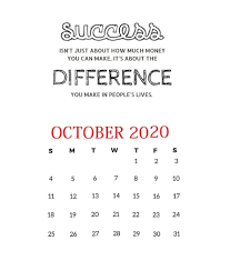 October 2020 Motivational Calendar Monthly Calendar Template Monthly Calendar Printable Calendar