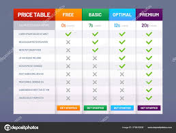 pricing table chart price plans checklist prices plan