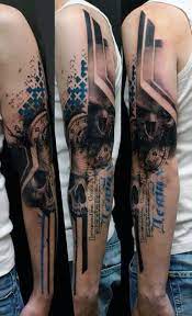 Attractive abstract skull tattoo on full sleeve. Top 80 Best Abstract Tattoos For Men Artistic Designs