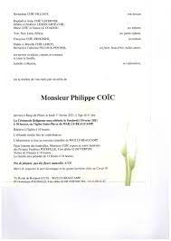 Si vous le souhaitez, vous pouvez transmettre vos messages de sympathie à la famille. Avis De Deces Philippe Coic