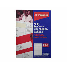 Click to proceed, select and download your label template. Ryman Address Labels P16 Universal 99x34mm 16 Per Sheet 25 Sheets