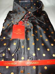 Black And Gold Dress Shirt Mens Leonardi Mens High Collar Dress Shirt Black Gold Polka Dots High Collar Dress Shirts Mens Shirt Dress Black Shirt Dress
