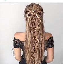 Half Up Do Braid And Bow Long Hair Style Hair Styles Long Hair Styles Hairstyle