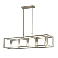 Enjoy free shipping & browse our great selection of ceiling lighting, island lights, chandeliers and more! 2415 5si Heaton 5 Light Oblong Pendant Brushed Silver Gold Finish