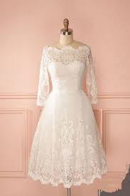 Retro 50s One Shoulder Lace Short Wedding Dress With Long Sleeves Gdc1522 In 2020 Short Lace Wedding Dress Lace Weddings Elegant Wedding Dress