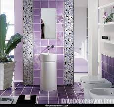 Nice Renkli Banyo Fayans Modelleri 2016 Purple Bathrooms Bathroom Tile Designs Purple Tile