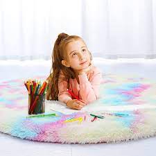 Maybe you would like to learn more about one of these? Buy Noahas Round Bedroom Rug For Girls Rainbow Kids Room Rugs Circular Pink Fluffy Carpet For Girls Room Princess Castle Furry Area Rug Shaggy Cute Room Decor Colorful Nursery Room Carpets 4