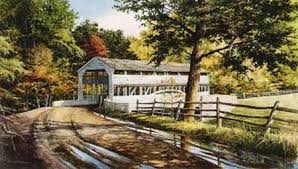Knox Bridge Autumn Covered Bridges House Styles Pastel Painting