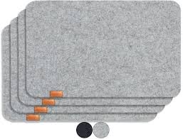 Miqio Design Platzset Filz Und Leder Waschbar 4 Premium Tischsets Untersetzer Graumeliert Amazon De Kuche Haushal Tischset Platzdeckchen Platzset