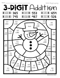3 Digit Addition Winter Themed Color By Code Subtraction Number Line Winter Math