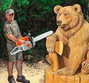 REAL SIZE WOODEN BEAR with Ax, Amazing Chainsaw Wood Carving | Vlad Carving