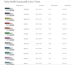 Gelly Roll Stardust Color Chart Tiara Gel Pens Chart
