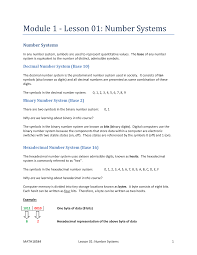 Lesson 1 01 Number Systems Math18584 Sheridan College Studocu