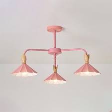 Lovely Pink Scalloped Hanging Chandelier Nordic Style Metal 3 6 Lights Lighting Fixture For Girls Room Kids Room Chandelier Girls Room Chandelier Kids Room Lighting
