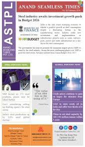 Anand Seamless Times Vol 09 February 2016 Companynews Industrialnews Steelindustrynews Steelindustry Steel Seamle Investing Budgeting Finance