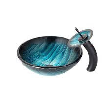 kraus ladon glass vessel sink in blue