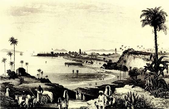 A map of Bombay Island, 1882 showing the islands of Bombay, Trombay, Butcher, Elephanta and Salsette. A deep arm of the sea between Bombay and the mainland formed a spacious deepwater harbour.