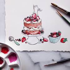 tortchen food illustrations watercolor cake illustration