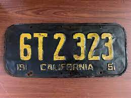 1951 California License Plate All Original Vintage Collectable California License Plate Plates Vintage Collection