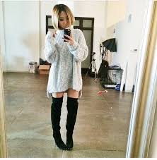 Sweater Dress Grey Knitwear Thigh High Boots Dress Knitted Dress Sweaters Sweater Dress Knit Dress