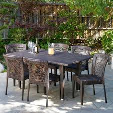 Outdoor Patio Brown Wicker Dining Set Wicker Dining Set Beachfront Decor Teak Patio Furniture