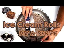 How To Make Fried Ice Cream Rolls At Home With Oreo Cookies Brownie Cream Roll Recipe Ice Cream Snacks Fried Ice Cream
