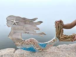 Maybe you would like to learn more about one of these? 31 Large Wood Mermaid Wall Hanging With Beach Glass And Etsy Mermaid Wall Sea Glass Mosaic Beach Glass Art