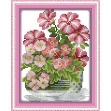 Us 4 37 47 Off Cross Stitch Patterns Paintings Embroidery Kits Potted Pink Flower Chinese Counted Cross Stitch Patterns Dmc Painting Wall Decor In