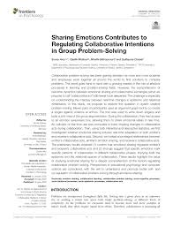 Pdf Sharing Emotions Contributes To Regulating Collaborative Intentions In Group Problem Solving