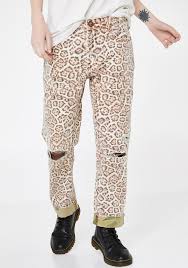 Leopard Truckers Straight Leg Jeans