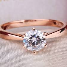 Simple Classic Genuine 14k Rose Gold 1 Carat Ct No Less Than Gh Engagement W Moissanite Diamond Rings Beautiful Diamond Engagement Ring Wedding Rings Solitaire