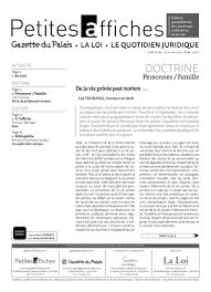 De La Vie Privee Post Mortem Actu Juridique