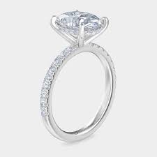 Diamonds , knife edge , polished , shared prong , rose gold , classic , diamond , radiant , lab created diamond , hidden halo , claw prong. Oval Pave Hidden Halo By Bonnie Jewelry