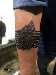 Stark Wolf Tattoo Done By Amirtattooist At Vintage Tattoo Ink Studio Navimumbai Peace Bandtattoo Wolftattoo Armb Arm Band Tattoo Vintage Tattoo Tattoos