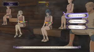 The sauna is a new feature unlockable through the fire emblem: I Was Just Looking At My Edelgard Sauna