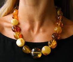 Amber Necklace Polished Beads Green Raw Genuine Amberstone Modern Giftbox Gift For She New Fashion Unique Amberballs New Amber Bead Necklace Amber Beads Amber Necklace