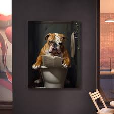 Tablou Canvas - Bulldog on Toilet – The Print Studio