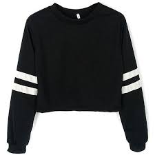 Joeoy Women S Loose Striped Long Sleeve Crop Top Sweatshirt At Amazon 12 Liked On Polyvor Crop Top Sweatshirt Sweatshirt Tops Striped Long Sleeve Shirt