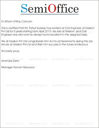 Civil Engineer Experience Certificate Format