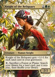 Jun 10, 2018 · in magic, there are groups of cards with similar themes and effects known as cycles.usually, a cycle is a group of five cards in different colors, with similar effects that are altered to match the color of the card. Knight Of The Reliquary Magic The Gathering Cards Mtg Altered Art Magic The Gathering