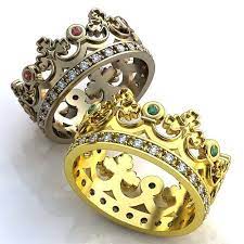 Crown Wedding Bands Emerald Crown Mens Wedding Band Ruby Crown Womens Wedding Ring His And Her Wedding Rings For Women Wedding Ring Bands Wedding Ring Sets