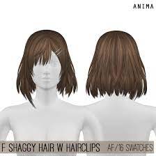Female Shaggy Hair With Hairclips For The Sims 4 By Anima Spring4sims Sims Hair Hair Clips Shaggy Hair