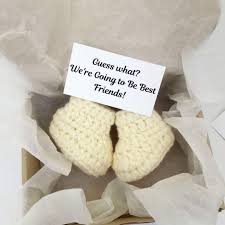 Amazon shopping list to recreate this if you have a wide circle of people outside of your close friends and family members that you'd like to make your announcement to, consider sharing. Amazon Com Guess What Pregnancy Announcement For Family Baby Booties Gift For Aunt Uncle Grandparents Handmade