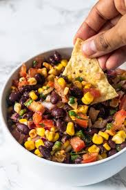 Black Bean And Corn Salsa Recipe Black Bean And Corn Salsa 15 Mins Only Spice Up The Curry Recipe In 2020 Corn Salsa Vegetarian Mexican Recipes Mexican Food Recipes