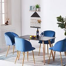 4 items in this article 1 item on sale! Eggree Dining Chairs Vintage Velvet Armchairs Accent Chairs For Living Room Bedroom Kitchen With Metal Chair Legs Blue Sams Product Review
